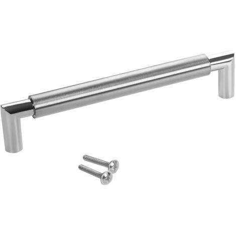 SOTECH Möbelgriff E9 echt Edelstahl Ø 16 mm mit Sockeln aus Metall, silberfarben, BA 160 mm, 1 Stück
