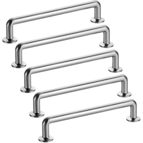 SOTECH Möbelgriff Küchengriff Schrankgriff Bohrlochabstand 160 mm, FormLine ARC Edelstahloptik 184 x 34,5 mm, Stangen-Ø 11,5 mm Fuß-Ø 24 mm, 5 Stück