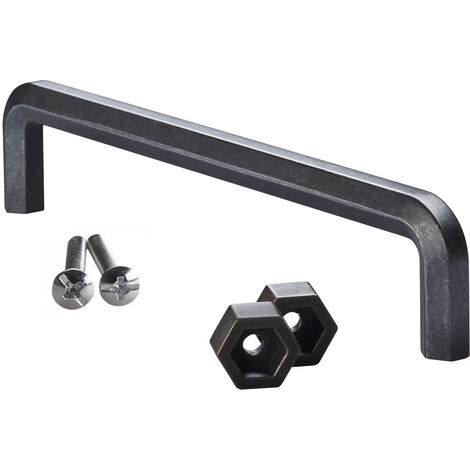 SOTECH Möbelgriff RAGNAR BA 160 mm schwarz antik Schubladengriff Schrankgriff mit Griffsockeln zur optionalen Montage