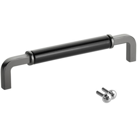 SOTECH Möbelgriff Schubladengriff Schrankgriff AXIS BA 160 mm anthrazit mit schwarzem Porzellan-Einsatz, 1 Stück