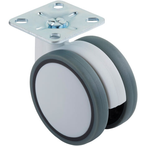 SOTECH Möbelrolle Hamm Ø 63 mm Höhe 74,5 mm, weiß/grau, 35Kg Tragkraft, Anschraubplatte 47 x 47 mm, ohne Bremse, Lenkrolle perfekt für moderne und klassische Möbelstücke