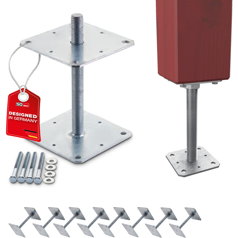 So-Tech Sotech Pfostenbeschlag Stützträger Gewinde M24 Stahl Feuerverzinkt Höhenverstellbar Zum Aufschrauben, Witterungsbeständig, 160 X 160 X 250 Mm - 8