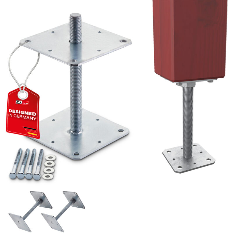 So-Tech Sotech Pfostenbeschlag Stützträger Gewinde M24 Stahl Feuerverzinkt Höhenverstellbar Zum Aufschrauben, Witterungsbeständig, 160 X 160 X 250 Mm - 2