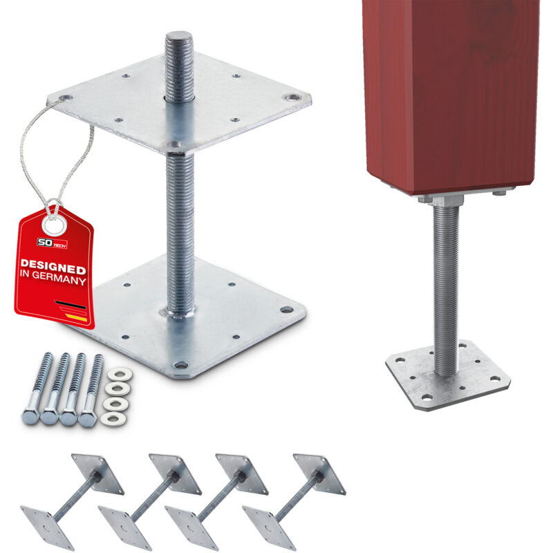 So-Tech Sotech Pfostenbeschlag Stützträger Gewinde M24 Stahl Feuerverzinkt Höhenverstellbar Zum Aufschrauben, Witterungsbeständig, 160 X 160 X 250 Mm - 4