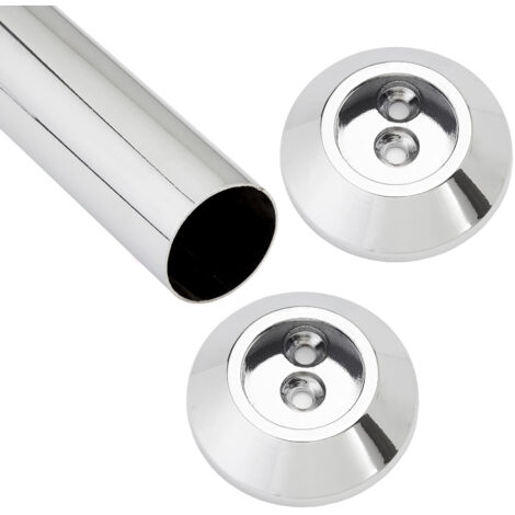 SOTECH Schrankstangenset 600 mm konisch Garderobenstange Chrom poliert bestehend aus Kleiderstange inkl. 1 Paar konischen Schrankstangenlager