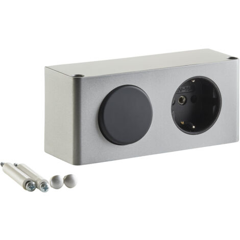 SOTECH Steckdose Powerbox für Spiegelschränke silbergrau inkl. Lichtschalter Stromversorgung für 230 V