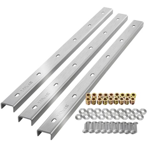 SOTECH U-Form Gratleisten für Tischplatten 3 Stück echt Edelstahl 60 x 4 x 2 cm