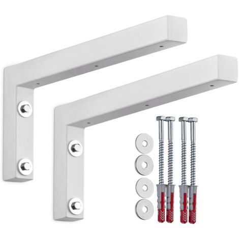 SOTECH Wandkonsole Regalkonsole Waschtischkonsole in L-Form 350 x 150 x 30 mm, weiß matt pulverbeschichtet, 2 Stück