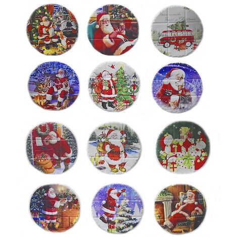 Sotto bicchieri decorazioni natalizie per tavola di natale addobbi set12 rotondi babbo pupazzo di neve renne idea regalo
