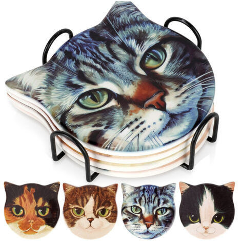 Sottobicchieri per cupcake con supporto e tovaglietta protettiva per gatti, set da 4 pezzi