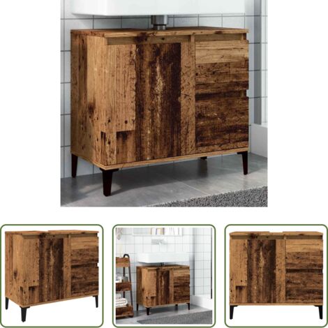 Sottolavabo -  Mobile Sottolavabo Legno Antico 65x33x60 cm in Truciolato