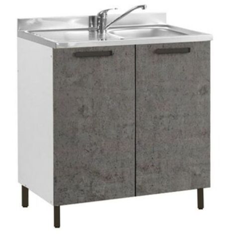 Sottolavello 2 ante 80 cm con lavello incluso colore cemento
