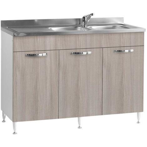 Sottolavello 3 ante 120 cm con lavello colore olmo