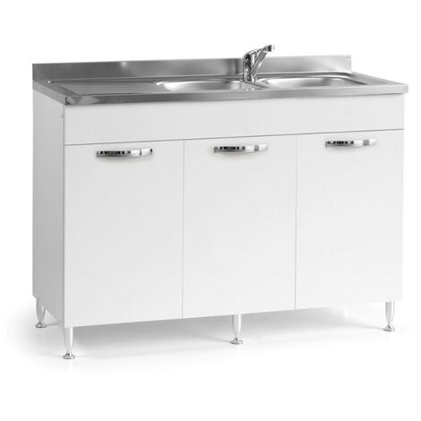 Sottolavello 3 ante 120 cm SENZA LAVELLO colore bianco frassinato