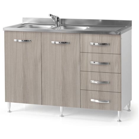 Sottolavello con cassetti 120 cm destro con lavello colore olmo