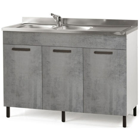 Sottolavello cucina componibile con ante 120 cm cemento,