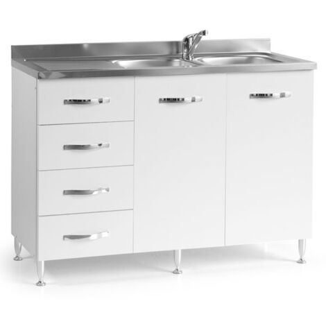 Sottolavello cucina montato con ante 120 cm bianco