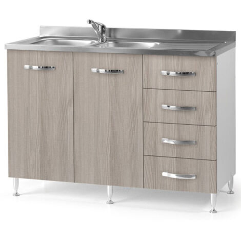 Sottolavello cucina montato con ante olmo 120 cm. Mobili