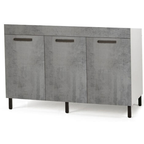 Sottolavello da cucina grigio cemento 3 ante reversibile Cm 120x50xH 85