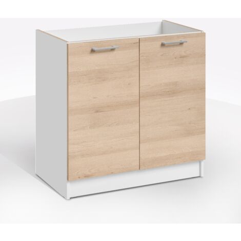 SOTTOLAVELLO ECO CM 80X46 H.82 BIANCO E ROVERE ARTISAN