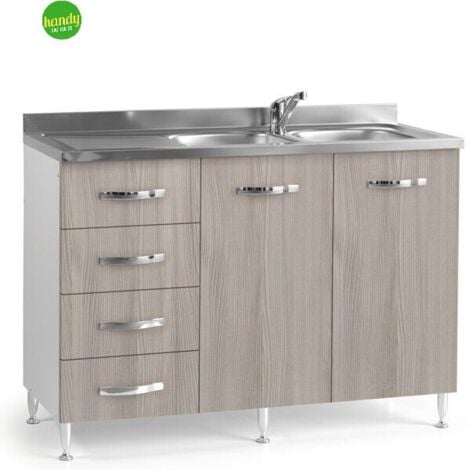 AZUR LINE Sottolavello Per Cucina Olmo 2 Ante Con Cassetti SX Cm 120x50xH 85