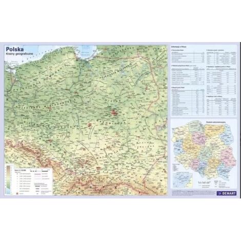 Sottomano con mappa fisica della Polonia