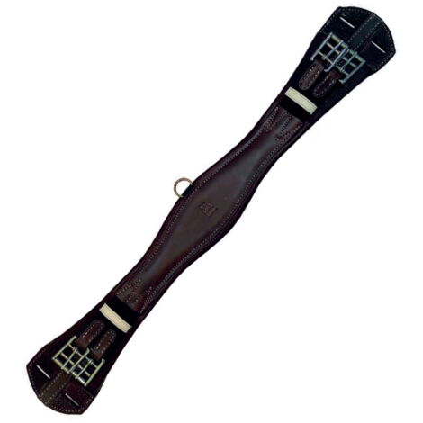 Sottopancia Tattini corto in cuoio con doppia fibbia ed elastici: 65 cm, Marrone