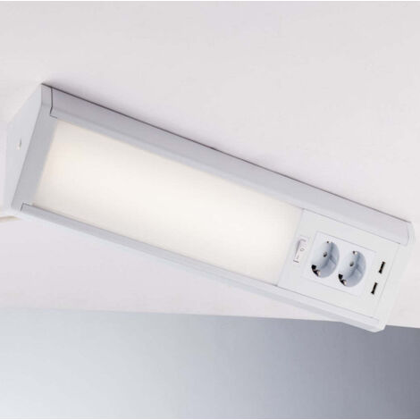 "Sottopensile LED HABILIS bianco 15W luce naturale con presa schuko e USB"