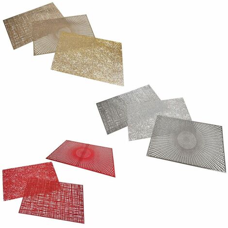 Sottopiatti centro tavola centrino di natale in rosso argento oro da decorazioni addobbi natalizi intrecciato idea regalo set 6 - colorigenerali: ARGENTO
