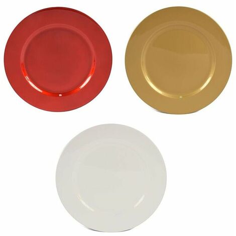Sottopiatti centro tavola di natale rosso oro bianco decorazioni addobbi natalizi 33cm set da 6 - colorigenerali: ROSSO