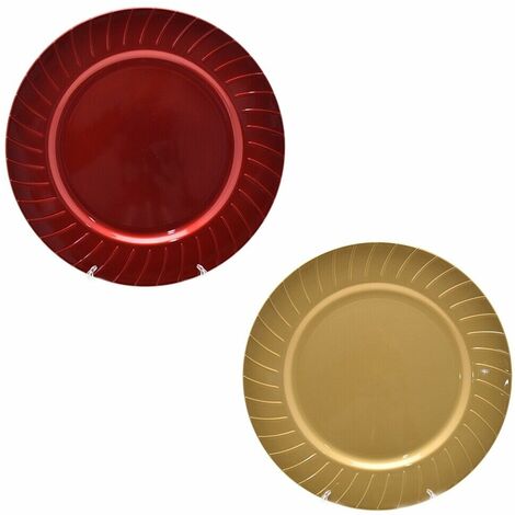 Sottopiatti centro tavola di natale rosso oro decorazioni addobbi natalizi set 6 in plastica D 33 cm - colorigenerali: ORO