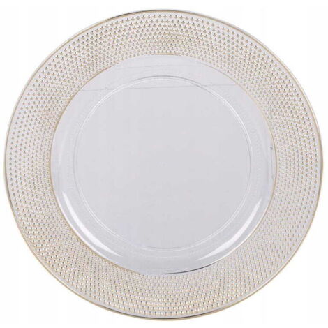 Sottopiatto bianco con bordo oro maculato, 33 cm, plastica