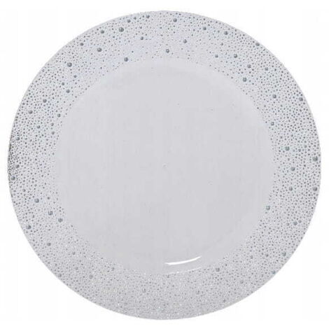 Sottopiatto in plastica bianca con bordo argentato maculato, 33 cm