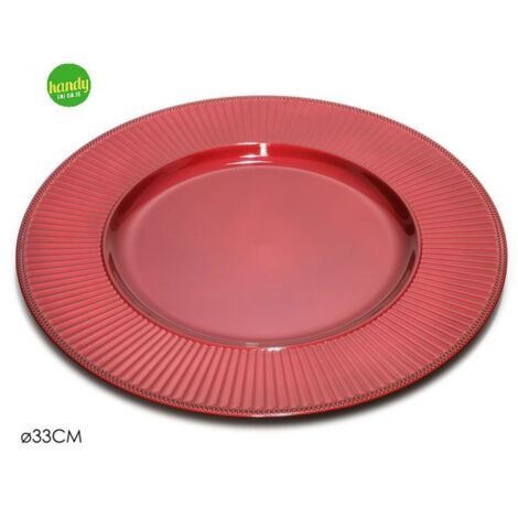 Sottopiatto rosso con righe Ø33 cm