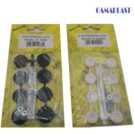 SOTTOPIEDINO PIATTO IN BLISTER DA 8 PZ PVC BIANCO E NERO  DIAMETRO 23 MM - COLORE BIANCO