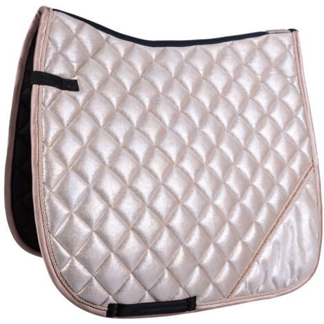 Sottosella rettangolare da salto o dressage tessuto glitter con strass e passamaneria modello Rosegold Glitter: Rettangolare, bianco vaniglia 1800