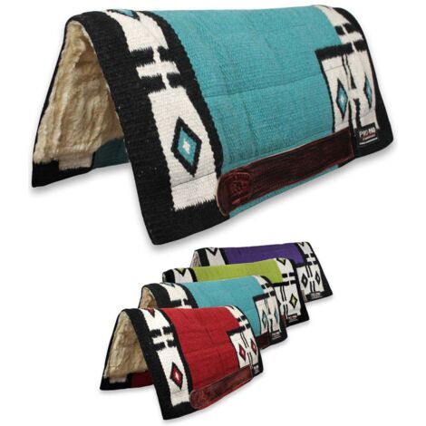 Sottosella western modello Aztec in tessuto navajo resistente con imbottitura e rinforzi in cuoio - Nero e Bianco