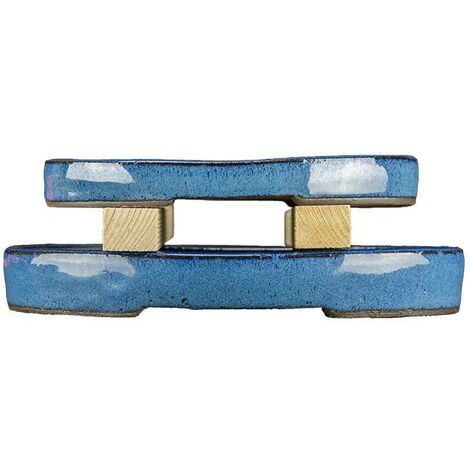Sottovasi per bonsai ovali in gres smaltati blu (Set da n.2 pezzi) - BJ17