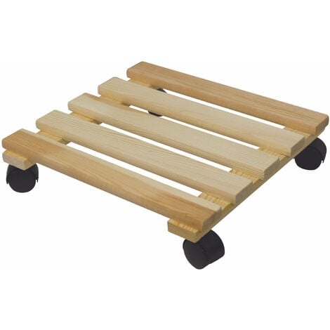 Sottovaso quadrato in legno naturale con 4 ruote square Alberiamo