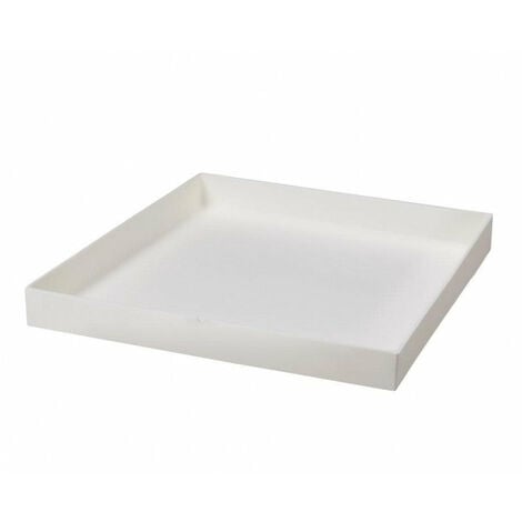 Sottovaso ''Sottocubo Schio'' in plastica per fiori e piante. -Bianco / 30 cm