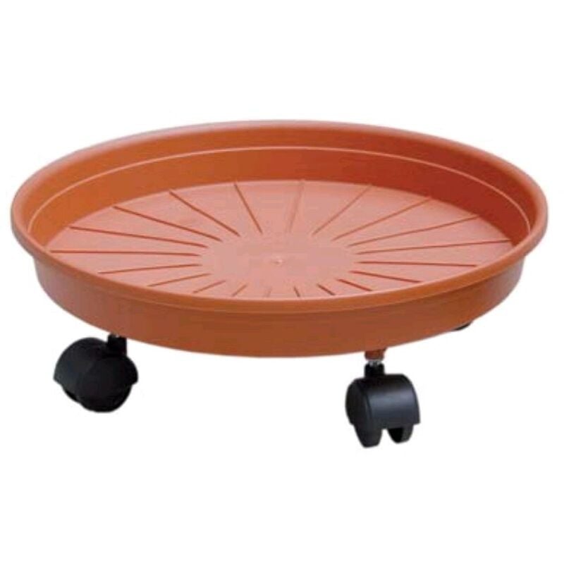 Sottovaso Tondo Con Ruote Margherita Ics Pp Terracotta Per Vaso Cm 35 - 1 Pz