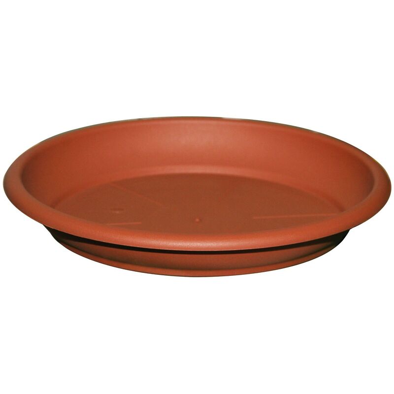 Deroma - Sottovaso tondo in resina color terracotta Ø40 per vaso Ø45