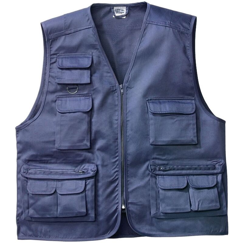 Sottozero - gilet Star veste de travail multi-poches en coton avec zip veste sans manches Blu l
