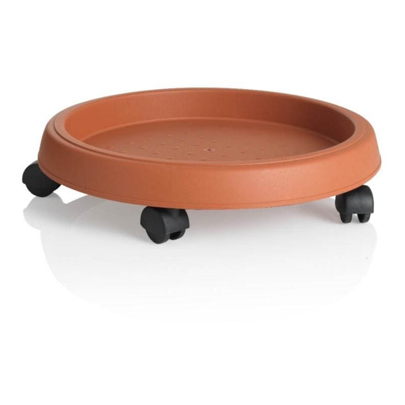 Porte plantes à roulettes - d 35 cm - Marron - Support pots de fleurs roulant - Livraison gratuite