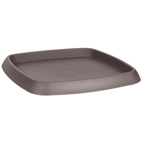 Soucoupe carrée CHORUS Taupe 22 cm, pour pot 25 cm - EDA