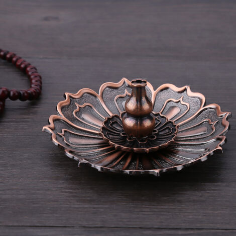 Soucoupe en cuivre pour brûleur d'encens en forme de fleur de lotus