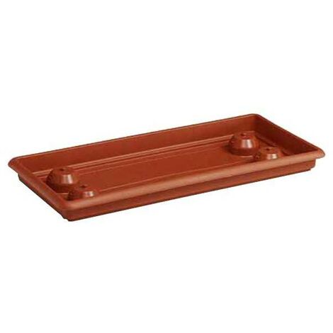 Soucoupe médium rectangulaire en faïence 100x38 cm – Résistante au gel jusqu'à -20° – Couleur terre cuite – Pour pots de fleurs – Stefanplast