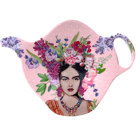 Soucoupe pour sachet de thé Frida Khalo rose