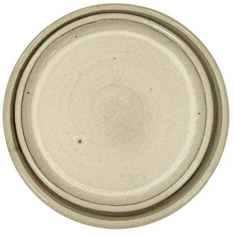 Soucoupe ronde 21cm blanc faite à la main en terre cuite émaillée