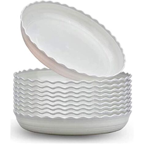 Soucoupes pour pots de fleurs, lot de 8 soucoupes en plastique blanc, pour plantes d'intérieur ou d'extérieur, 32,5 cm